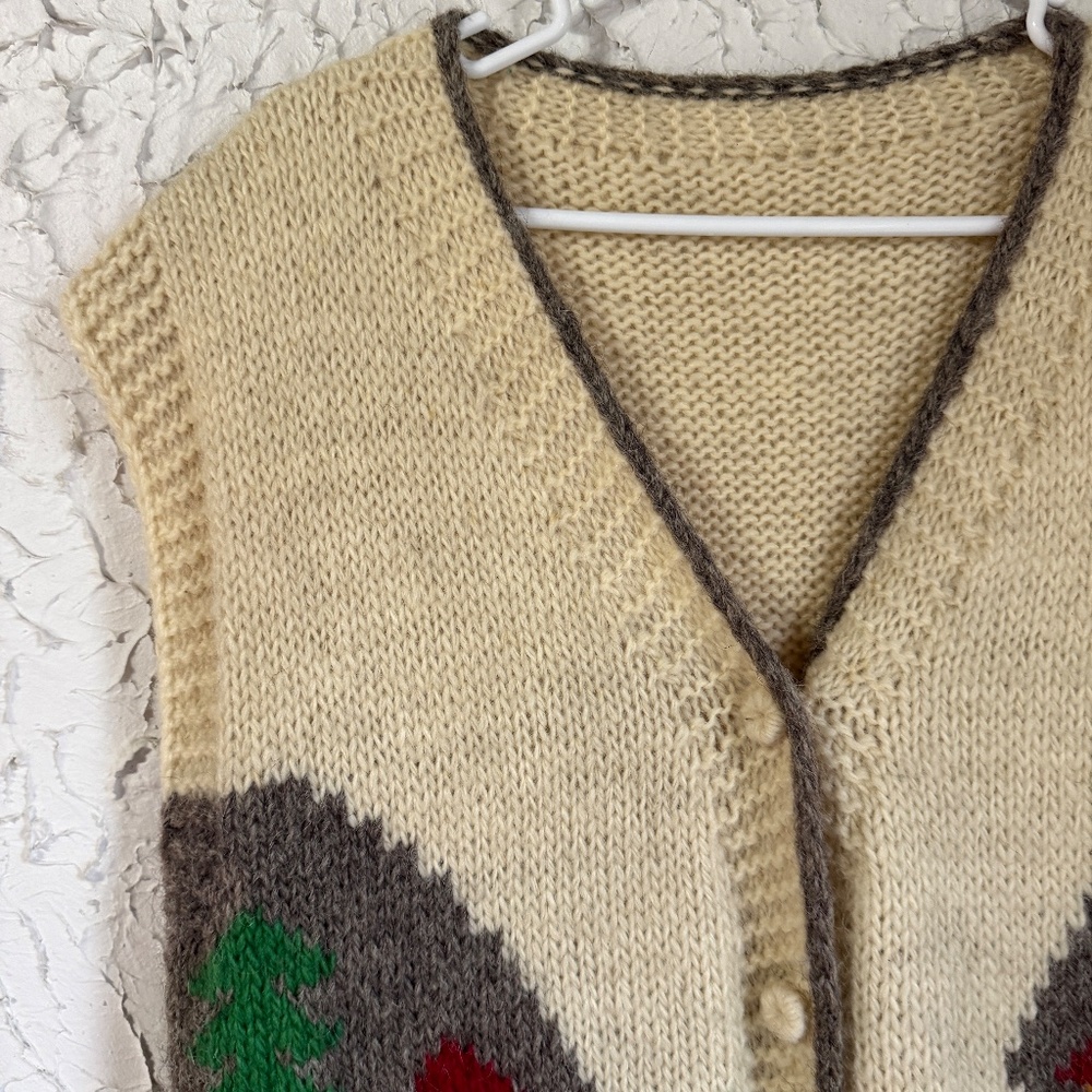 Vintage Lambswool Folk Art Sweater Vest Cottagecore - Picture 3 of 9
